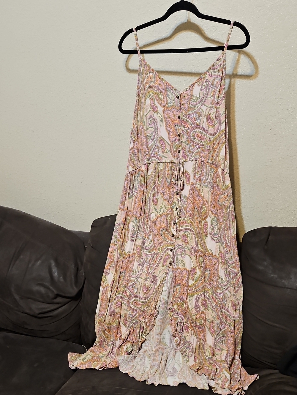 Rewind Pink Paisley Button-Front Maxi Dress